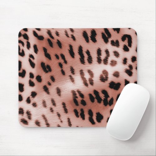 Rose Blush Pink Leopard Mouse Pad
