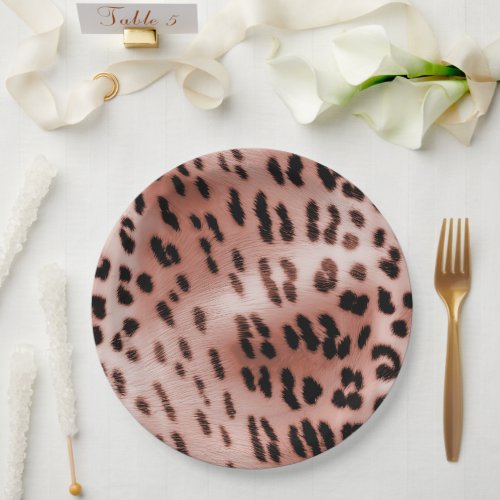 Rose Blush Pink Leopard Paper Plates