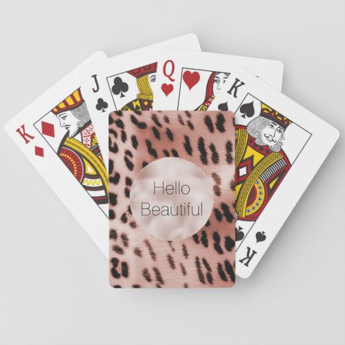 Rose Blush Pink Leopard Playing Cards