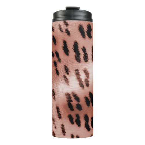 Rose Blush Pink Leopard Thermal Tumbler