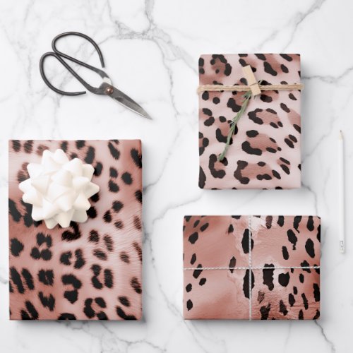 Rose Blush Pink Leopard Wrapping Paper Sheets