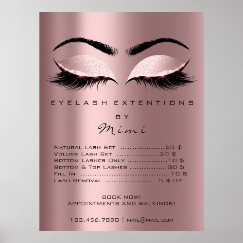 Rose Blush Pink  Makeup Eyes Lashes Prices Poster