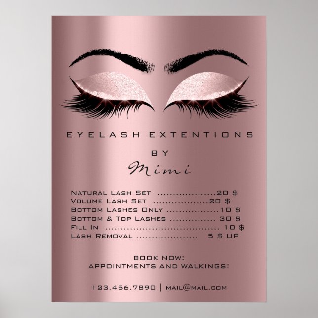 Rose Blush Pink  Makeup Eyes Lashes Prices Poster (Front)