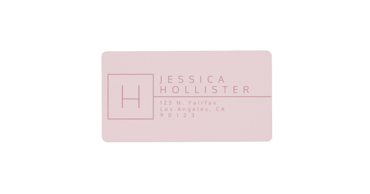 Rose Blush Pink Monogrammed Return Address Label Zazzle