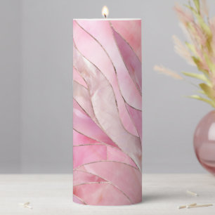 Rose Blush Pink - Mosaic Waves Pillar Candle
