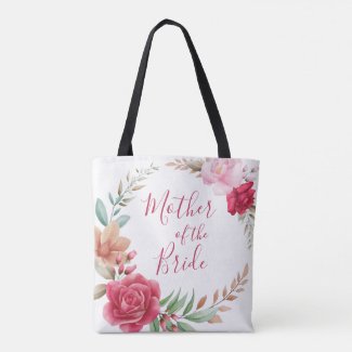 Rose Blush Pink Roses Floral Mother of the Bride Tote Bag