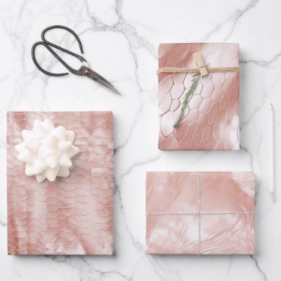 Rose Blush Pink Snake Print Wrapping Paper Sheets
