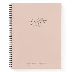 Rose Blush Pink Wedding Plans Notebook