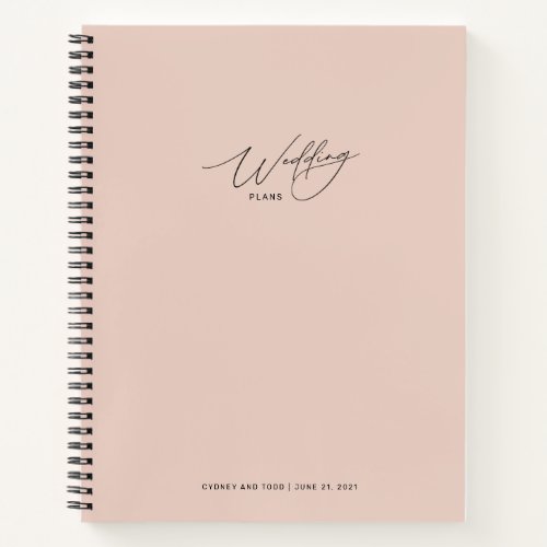 Rose Blush Pink Wedding Plans Notebook