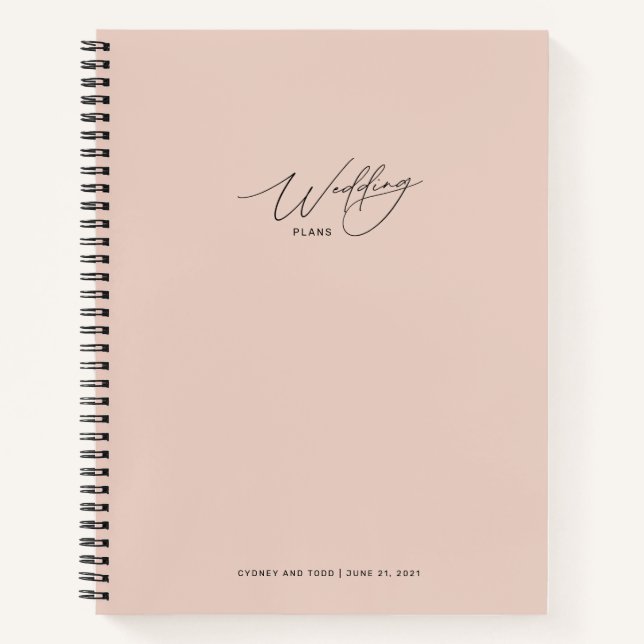 Rose Blush Pink Wedding Plans Notebook (Front)