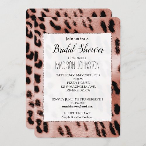 Rose Blush Pink White Leopard Invitation