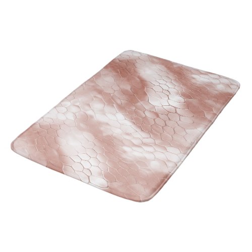 Rose Blush Pink White Snake Skin Bath Mat