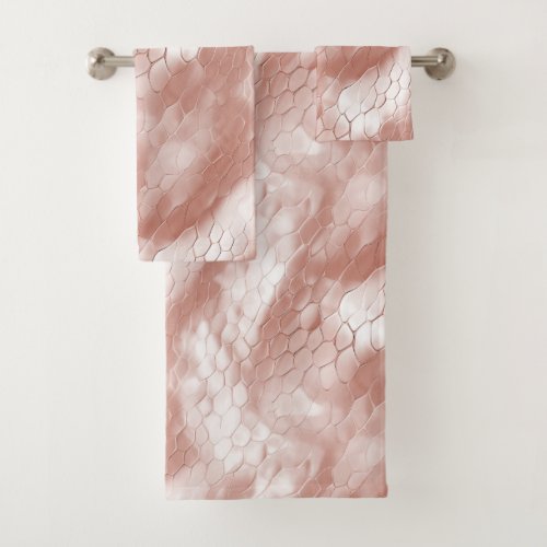 Rose Blush Pink White Snake Skin Bath Towel Set