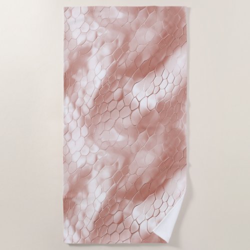 Rose Blush Pink White Snake Skin Beach Towel