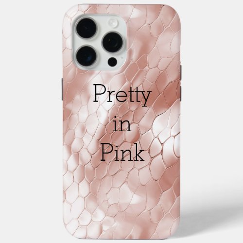 Rose Blush Pink White Snake Skin iPhone 15 Pro Max Case