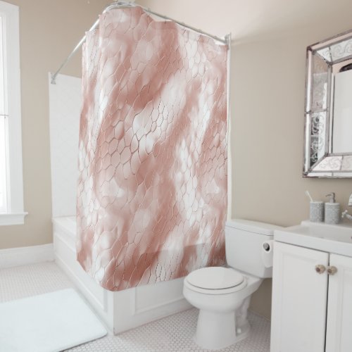 Rose Blush Pink White Snake Skin Shower Curtain