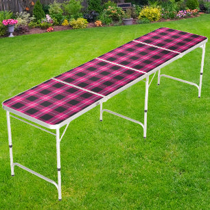 Rose Blush Plaid Beer Pong Table