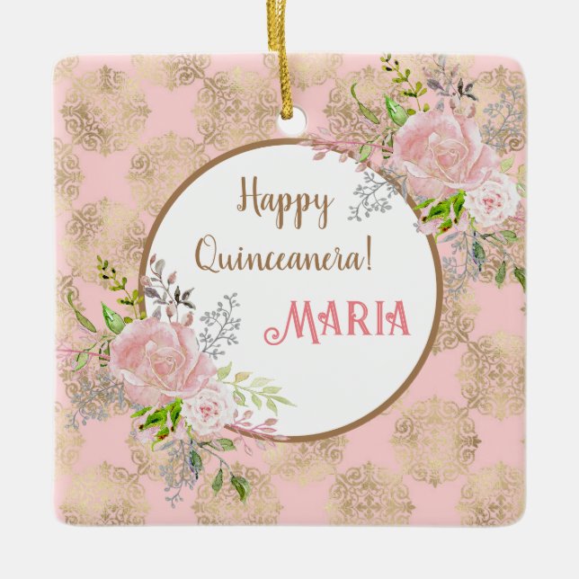 Rose Blush Quinceanera Ornament (Front)