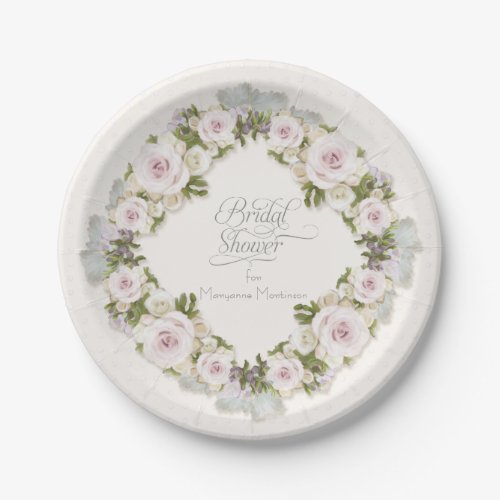 Rose Blush Sage Succulent Greenery Bridal Shower  Paper Plates