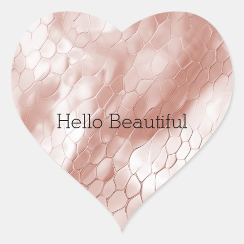 Rose Blush Shell Pink Snake Skin Heart Sticker