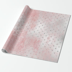 Rose Blush Silver Gray Gold Beauty Pink Dots Wrapping Paper