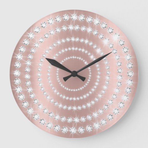 Rose Blush Vip Gray Silver Diamond Infinity Circle Large Clock