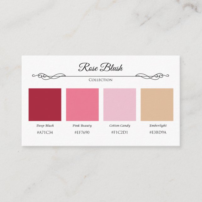 Rose Blush Wedding Collection Color Swatch Card  (Front)
