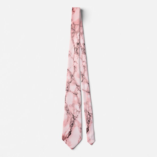 Rose Blush White Marble Stone Neck Tie (Front)