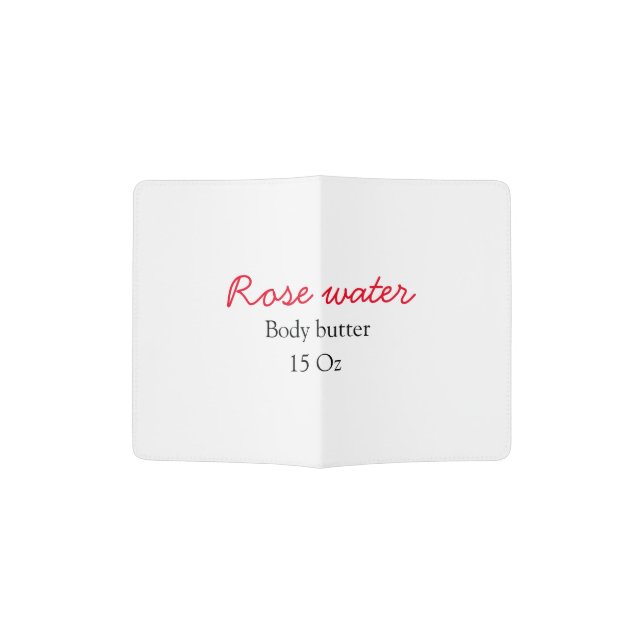 Rose body butter add your text name custom weight  passport holder (Opened)