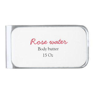 Rose body butter add your text name custom weight silver finish money clip
