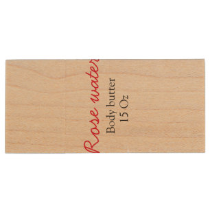 Rose body butter add your text name custom weight wood flash drive