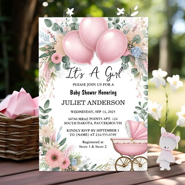 Rose Boho Gold Mom Chic Spring Baby Girl Shower Invitation (Creator Uploaded)