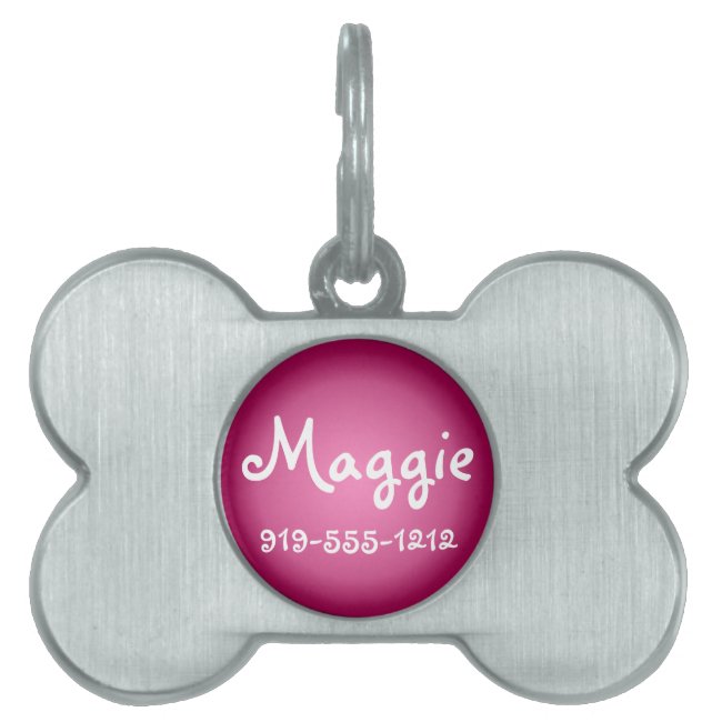 Rose Bone Shaped Customizable Name Dog Tag