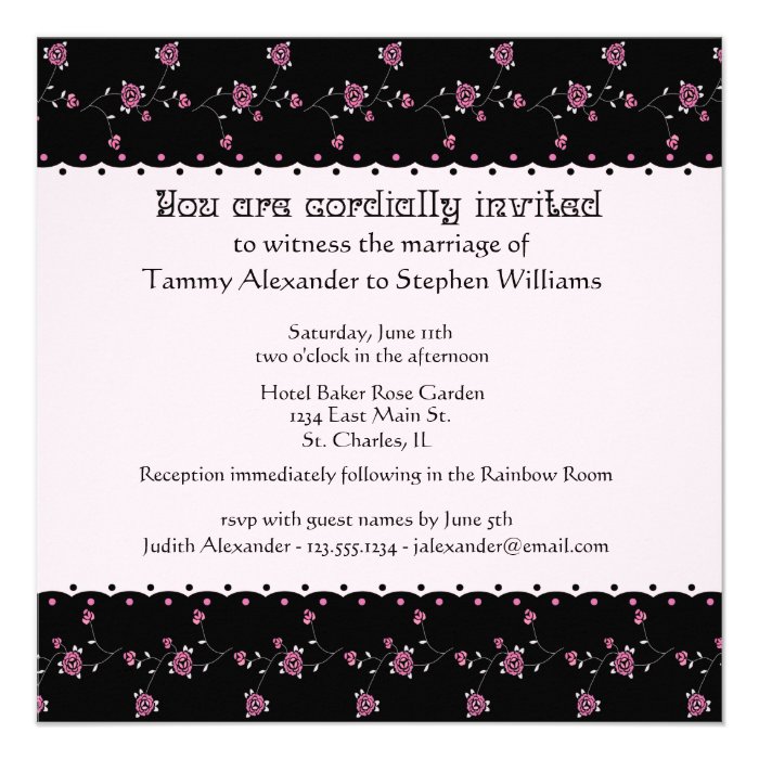Rose Border Informal Wedding Invitation
