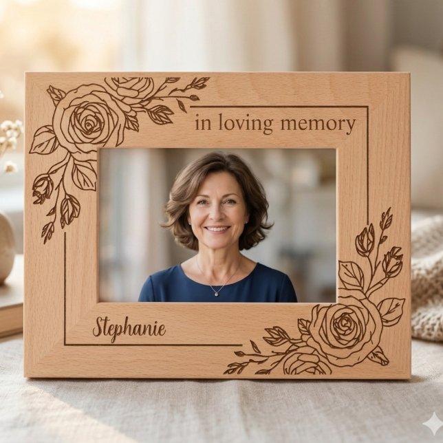 Rose Botanical Memorial Daughter Tribute Engraved Frames (Rose botanica memorial tribute frame)