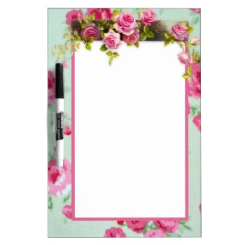 Rose Bough Pink On Mint Vintage Dry Erase Board by Pretty_Vintage at Zazzle