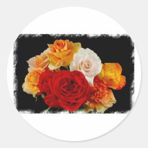 Rose Bouquet Classic Round Sticker