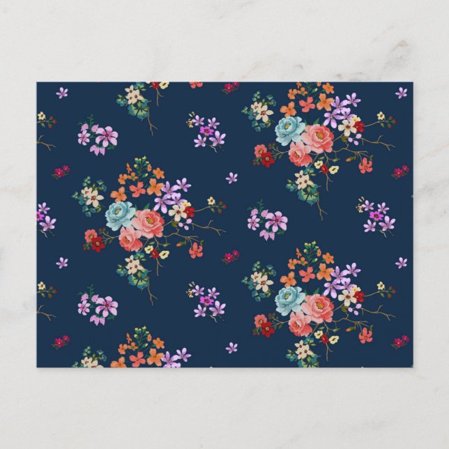 Rose Bouquet Floral Pattern Holiday Postcard (Front)