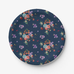 Rose Bouquet Floral Pattern Paper Plates