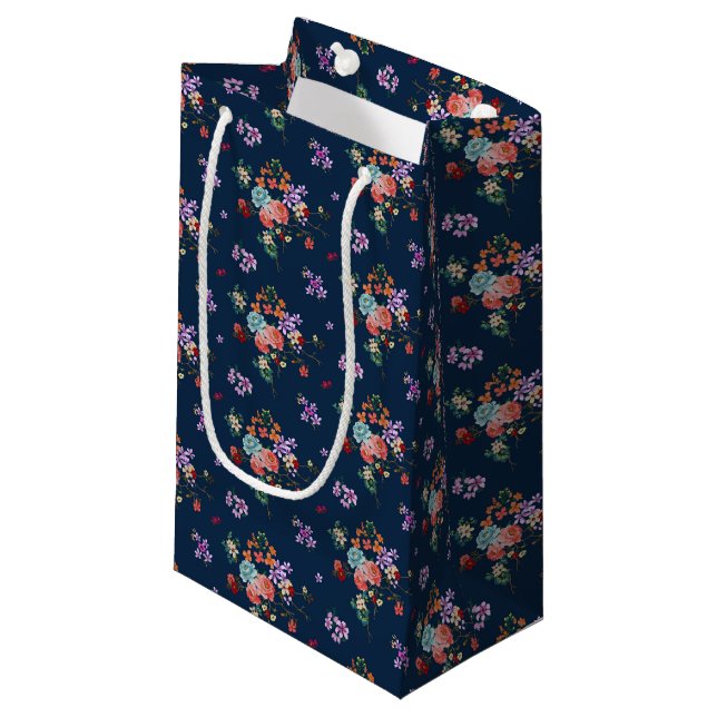 Rose Bouquet Floral Pattern Small Gift Bag (Front Angled)
