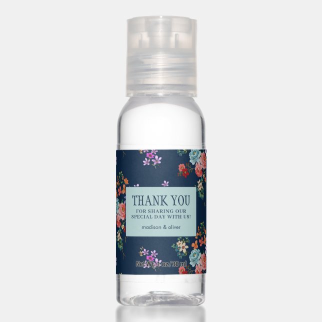 Rose Bouquet Floral Pattern - Thank You Hand Sanitizer (Front)