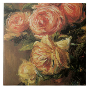 Rose Bouquet Floral Yellow Pink Elegant Vintage Ceramic Tile