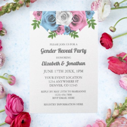 Rose Bouquet Gender Reveal Invitation