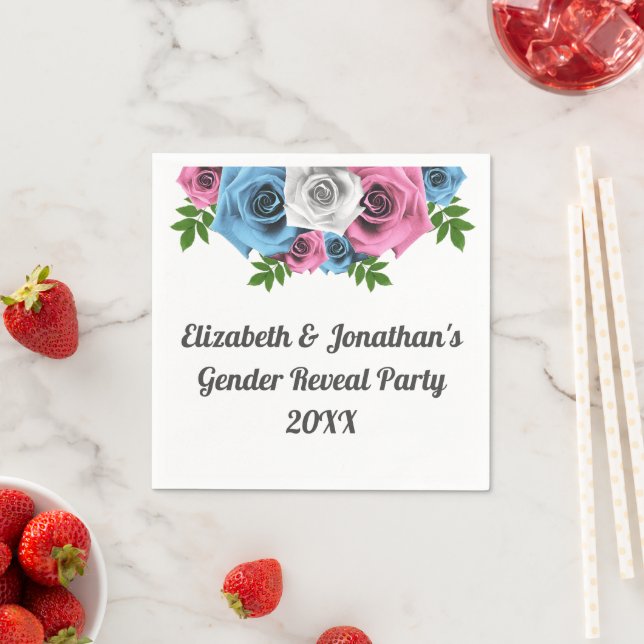 Rose Bouquet Gender Reveal Napkins (Insitu)