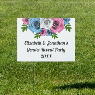 Rose Bouquet Gender Reveal Sign