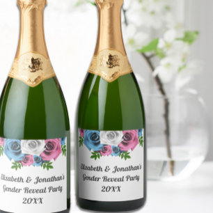 Rose Bouquet Gender Reveal Sparkling Wine Label