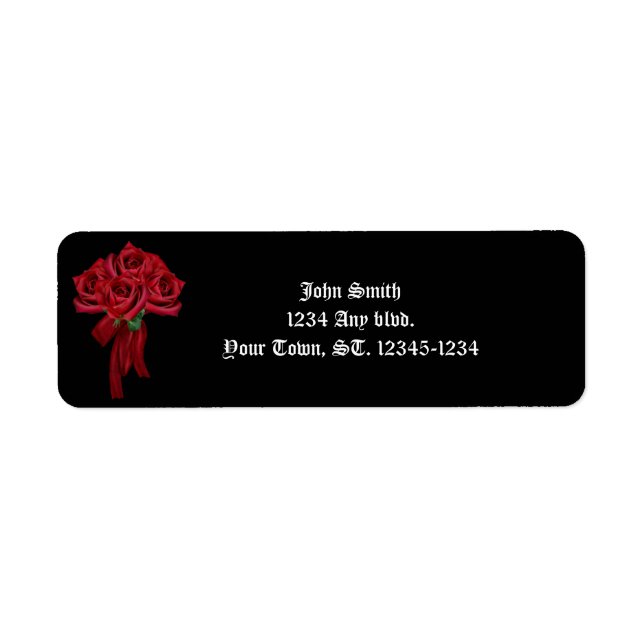 Rose Bouquet Gothic Wedding Label (Front)