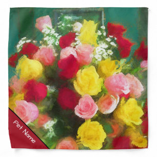Rose Bouquet of Roses Painting Original Flower Art Bandana