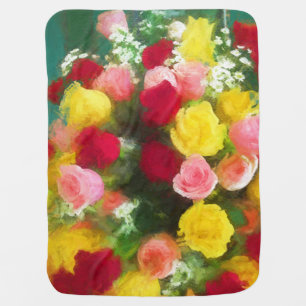 Rose Bouquet Painting - Cute Original Flower Art Baby Blanket