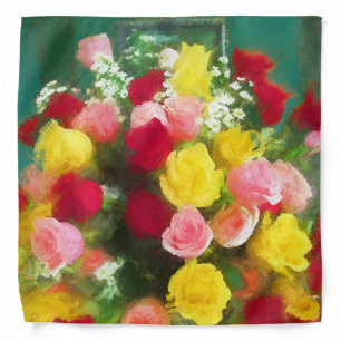 Rose Bouquet Painting - Cute Original Flower Art Bandana